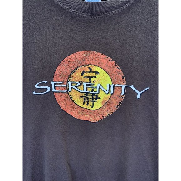 Y2K Brown “Serenity” Distressed Graphic T Shirt Mens Womens XL-11202 - Picture 2 of 9